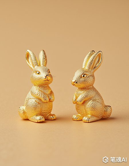 中国风兔子黄金耳环简约对称设计