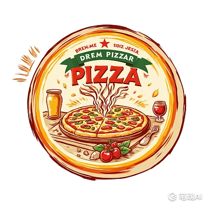 现代披萨店品牌标志设计