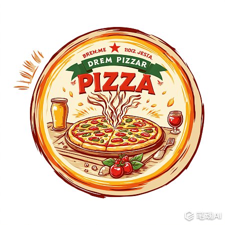 现代披萨店品牌标志设计