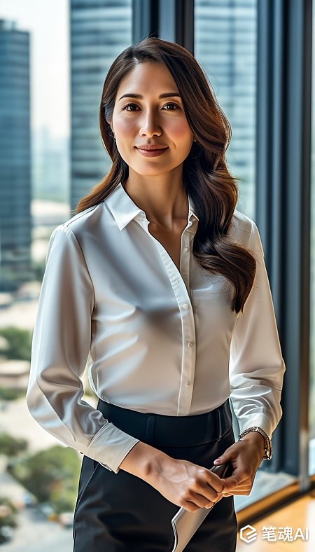 亚洲商务女性白色衬衫