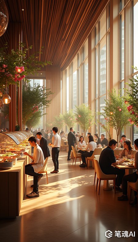 现代自助餐厅午餐