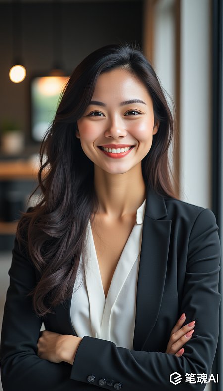 华裔女商人职业精神微笑