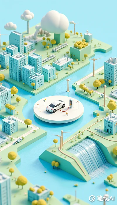 环保可再生能源现代插画