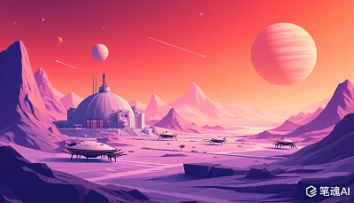 未来星球基地矢量插画