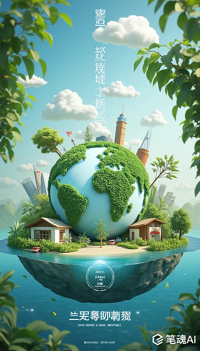 3D地球日环保设计模板