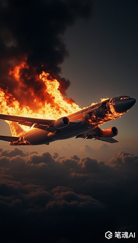 波音707火灾空中爆炸震撼场景