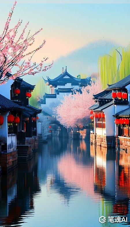 江南水乡绿色风光摄影