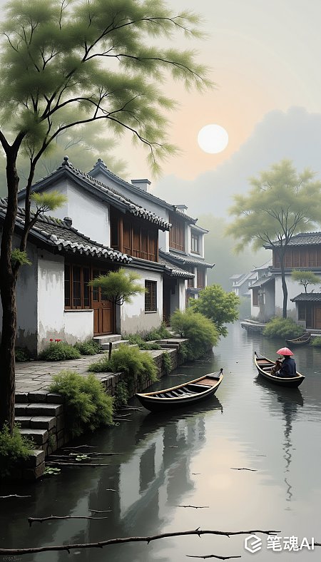 绿色江南水乡风景摄影