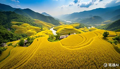 贵阳花溪高坡梯田航拍摄影
