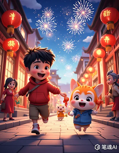 3D C4D农历新年庆祝场景