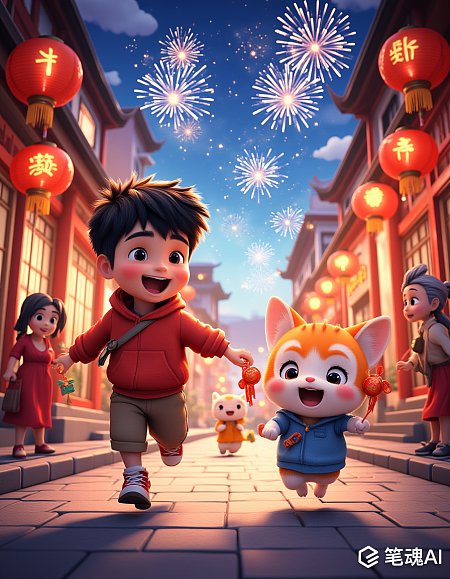 3D C4D农历新年庆祝场景