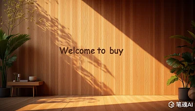 原木色纹理背景欢迎语斜照阳光温暖氛围