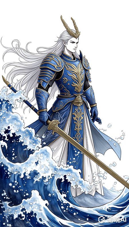 日本艺术家葛饰北斋黑白水墨画