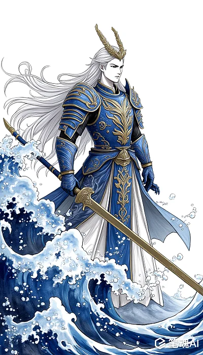 日本艺术家葛饰北斋黑白水墨画