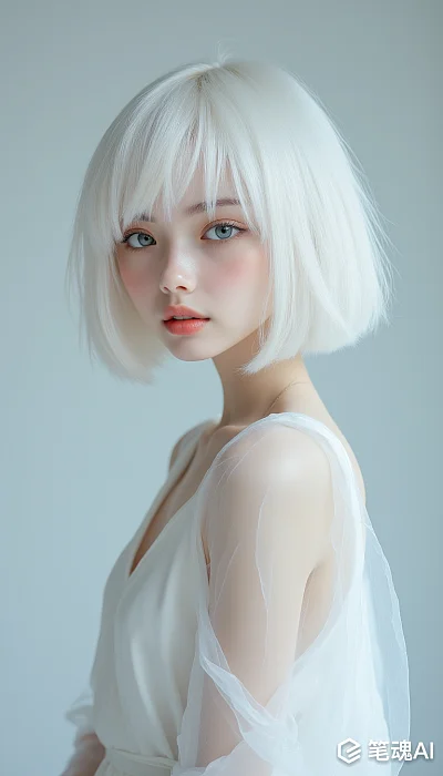 超现实风格白色头发女孩摄影