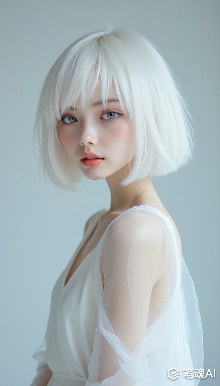 超现实风格白色头发女孩摄影