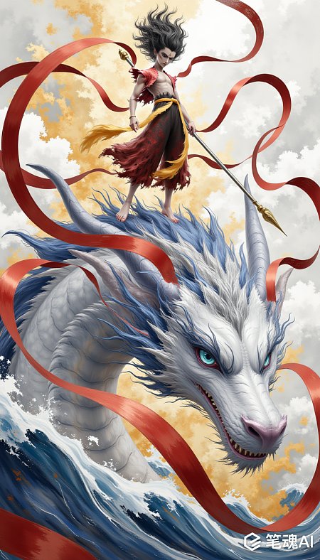 成人哪吒东方龙插画