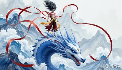 成人哪吒东方龙插画