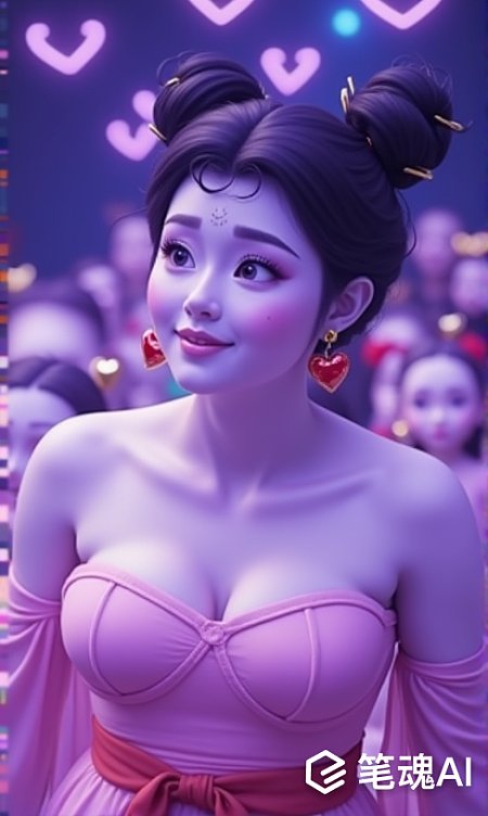 淡紫色肌肤丰满女生石矶娘娘写实画