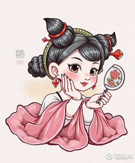 清新国风二次元石矶娘娘形象设计