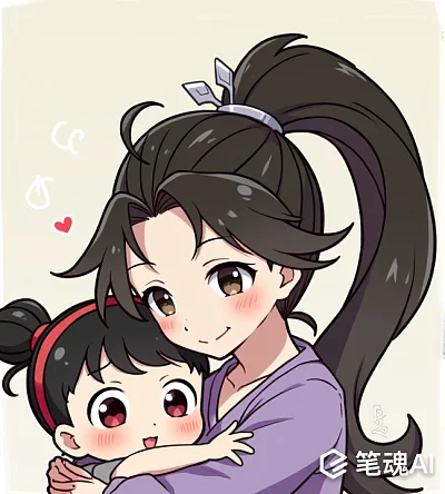 二次元手绘殷夫人亲密拥抱