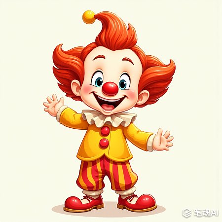 快乐小丑动画儿童纯色背景