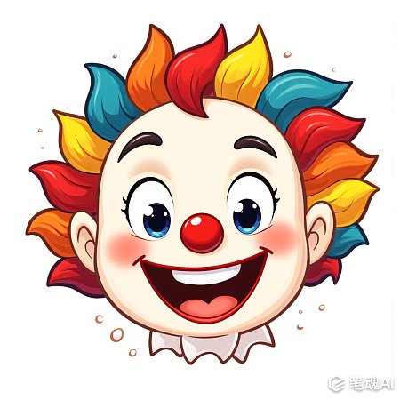 五彩圆形小丑卡通脸部