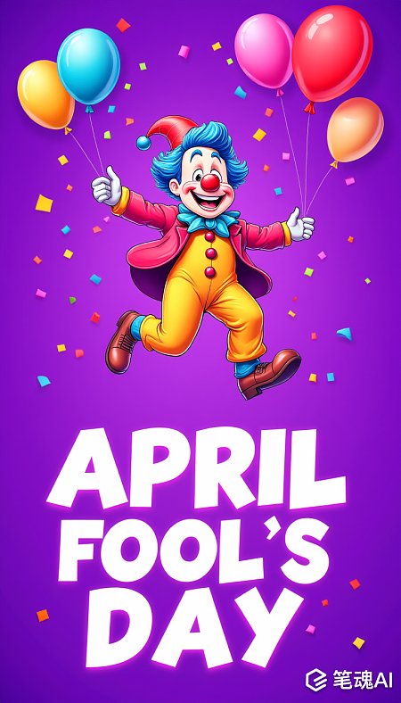 愚人节多彩卡通插图