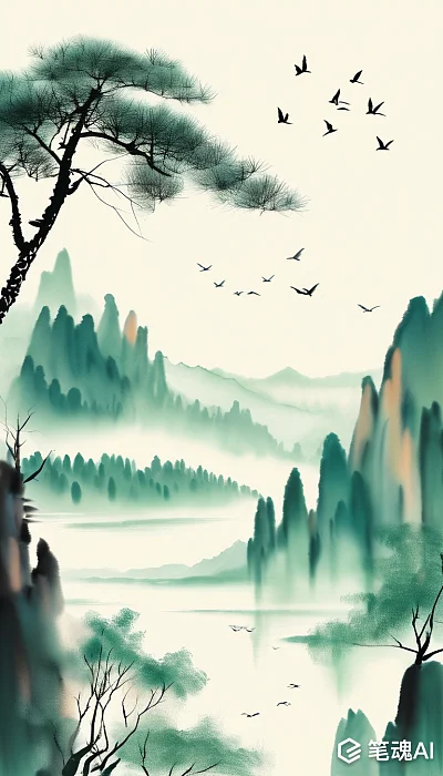 中国山水水墨画高清极简