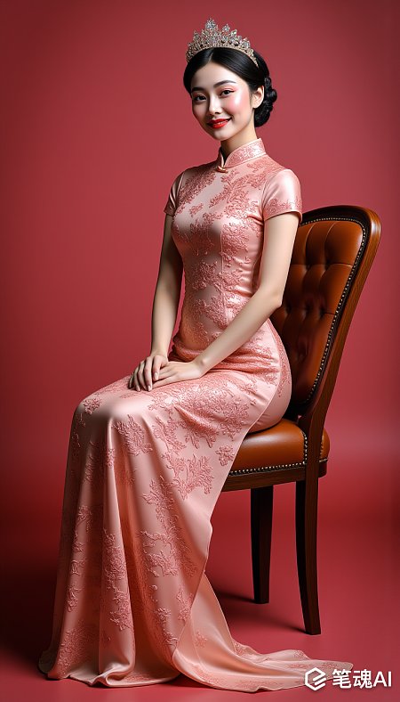 身着优雅旗袍的亚洲女性专业人像摄影