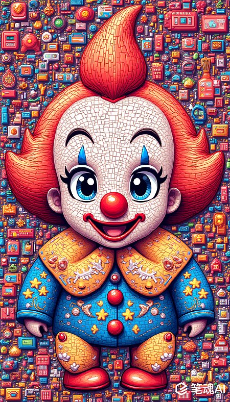 像素风可爱小丑脸海报