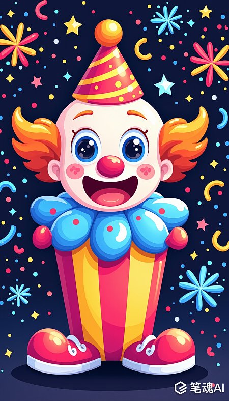 像素风格礼花小丑弹出2D海报