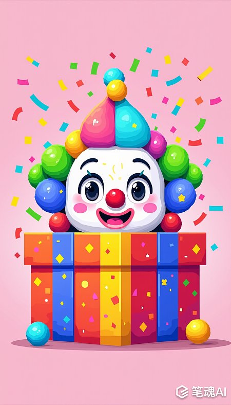 像素风格礼物盒小丑弹出
