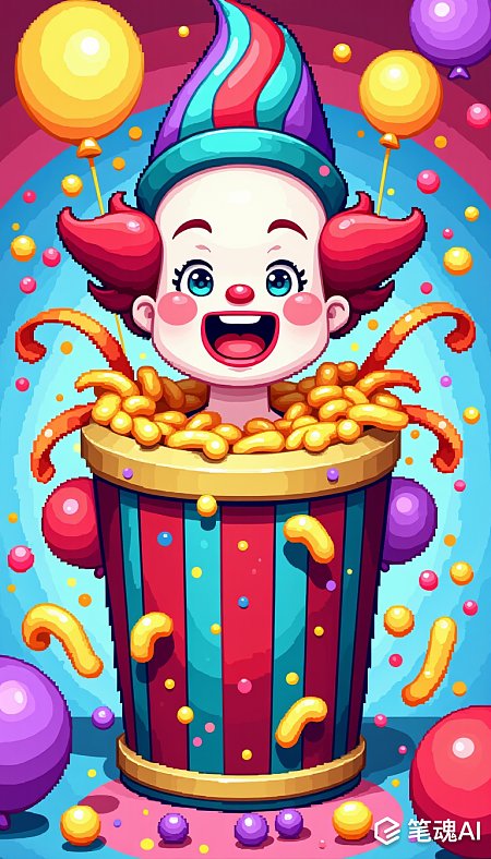 像素风礼炮小丑弹出海报