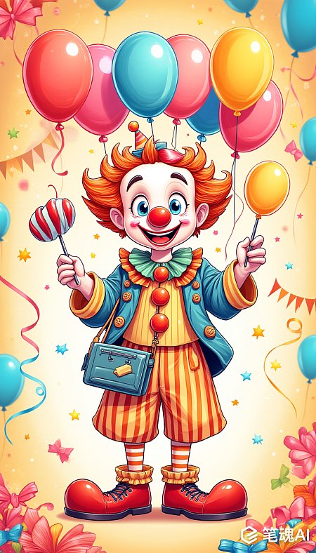 愚人节卡通插画 小丑恶作剧搞笑设计