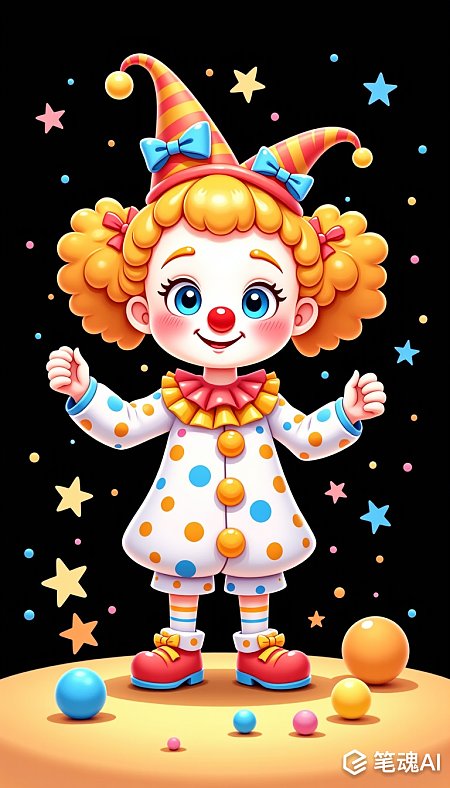 愚人节趣味卡通小丑少女插画