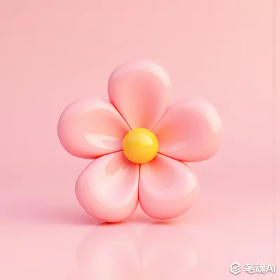 粉色花朵3D卡通摄影