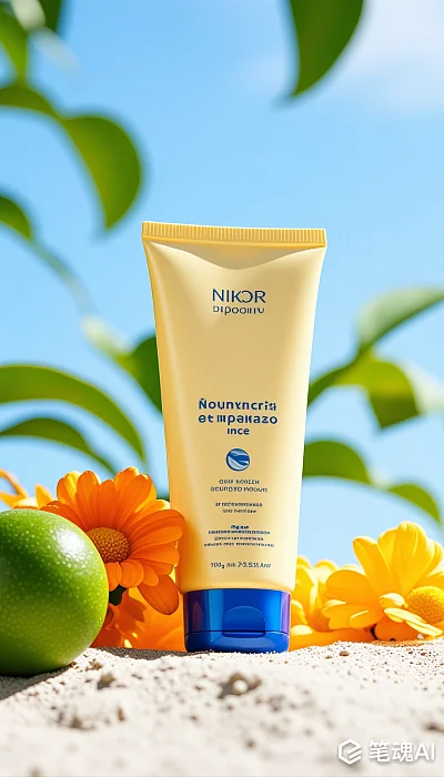 写实商业摄影风格的超高清防晒霜广告海报