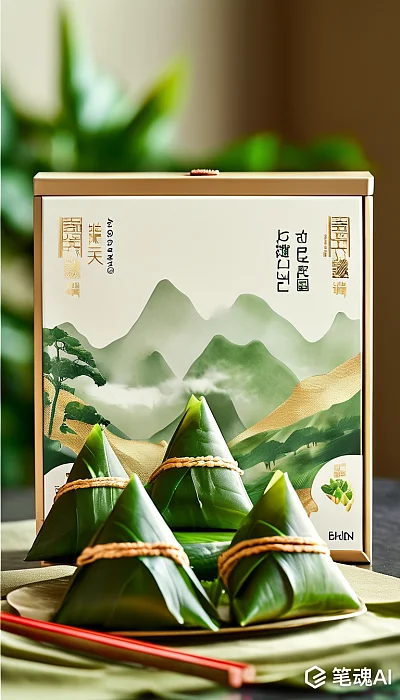 ibihun品牌绿色粽子包装设计
