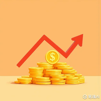 红色折线下降箭头扁平矢量金币图标