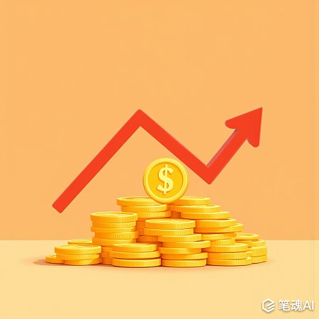 红色折线下降箭头扁平矢量金币图标