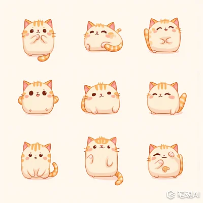 Q版小猫表情包 moonlab_studio风格