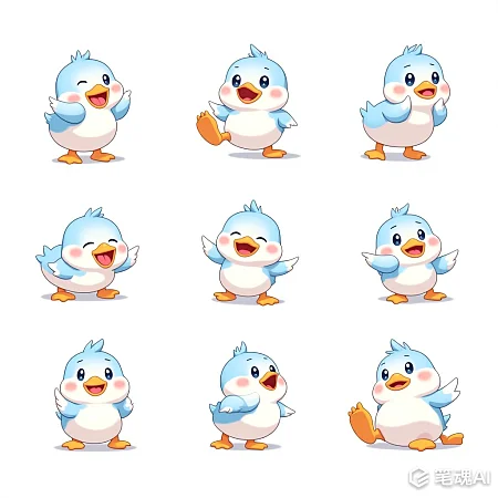 动漫风格小鸭表情包