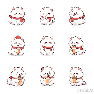 卡通萨摩耶插画