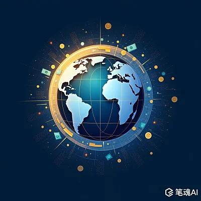 抽象几何地球仪货币金融