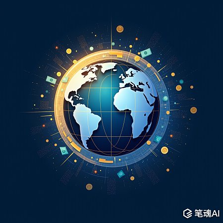 抽象几何地球仪货币金融
