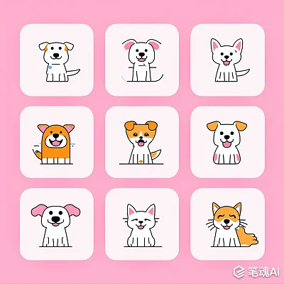 九宫格表情包线条小狗