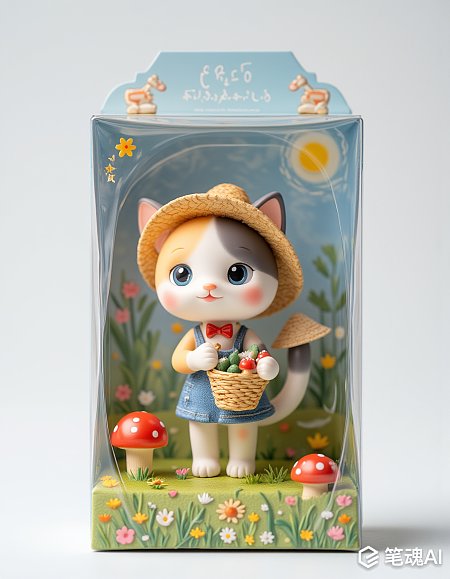 3D写实梦幻猫咪盲盒包装