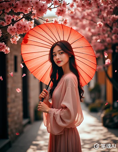 江南水乡少女撑伞摄影