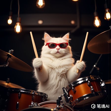 白色猫咪摇滚鼓手
